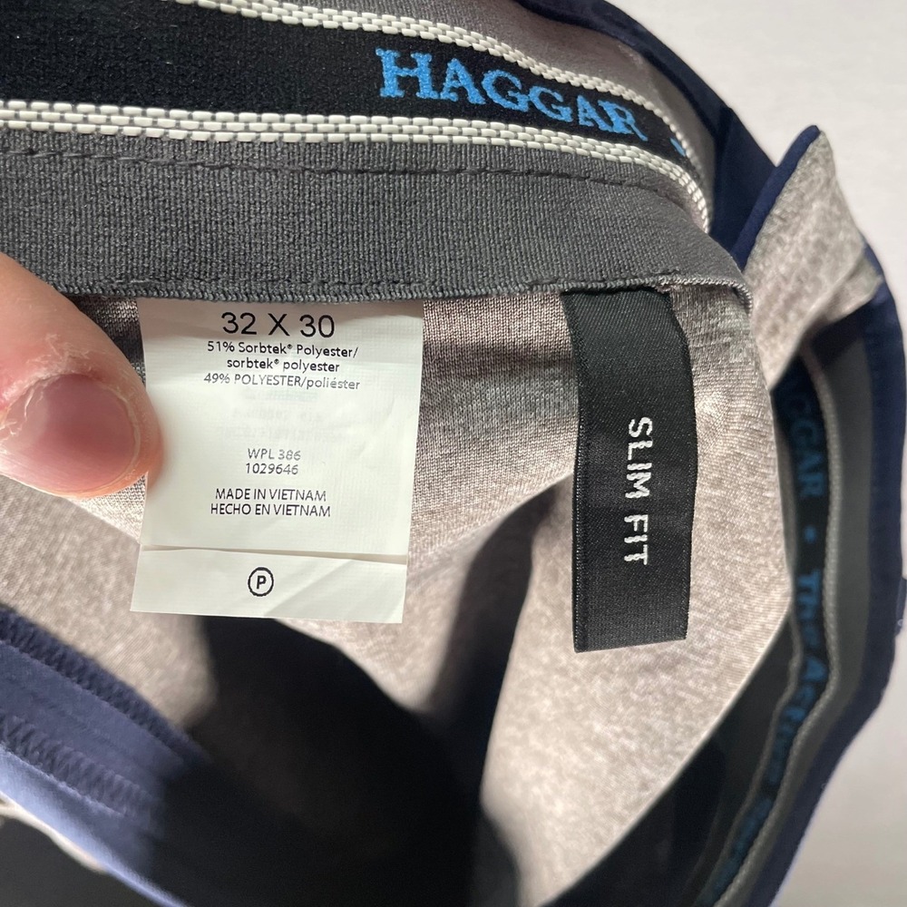 Haggar Active Series Dress‎ Pants Mens 32x30 Navy Slim Fit Stretch Comfort - Picture 3 of 8
